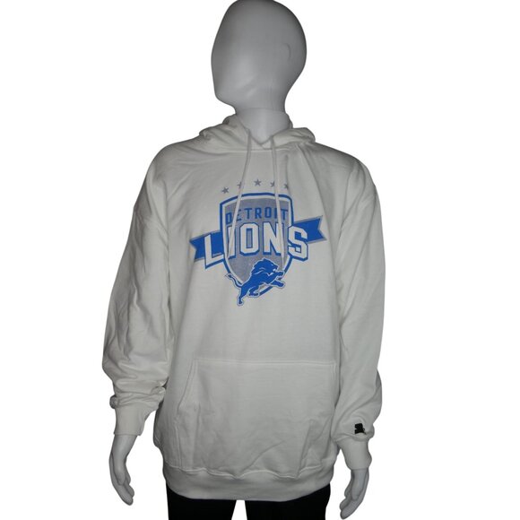 Starter NFL Team Apparel Detroit Lions Men's White Pullover‎ Hoodie Size XXL - Picture 3 of 16